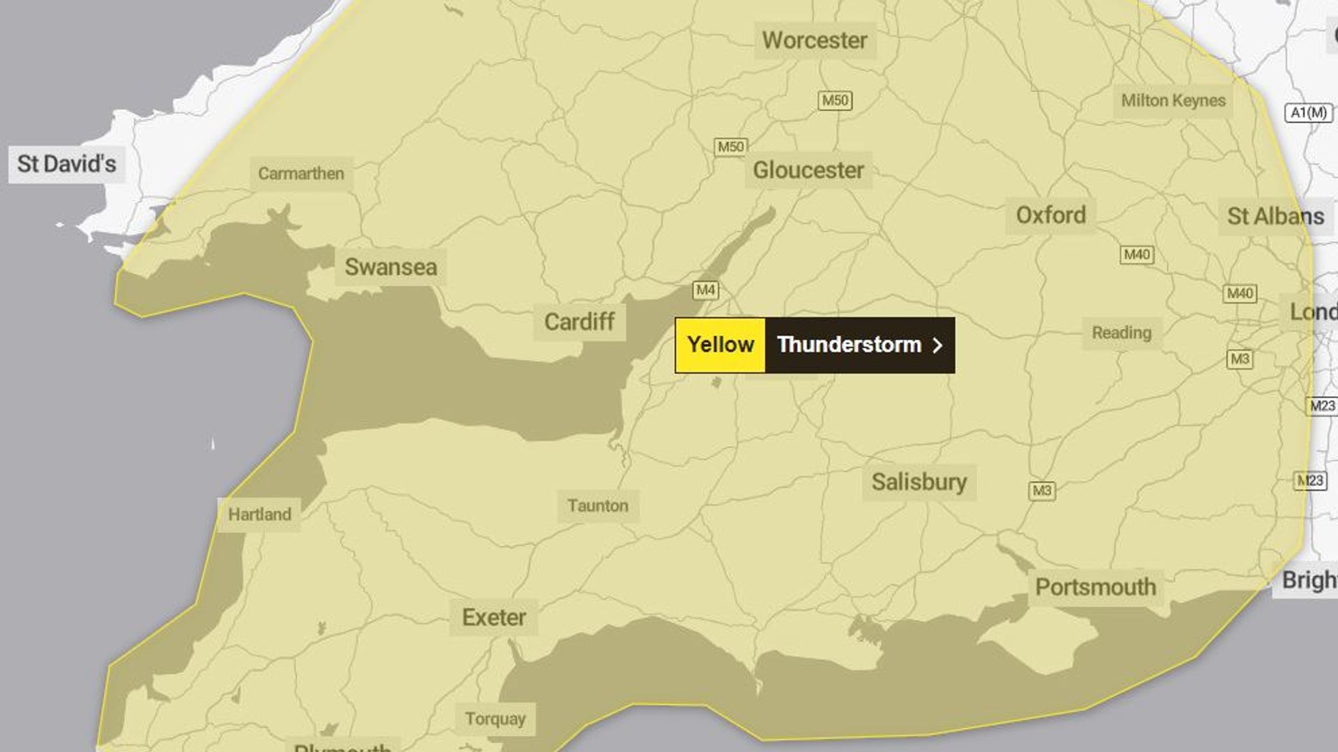 Storm alerts issued with warning of frequent lightning and large hail