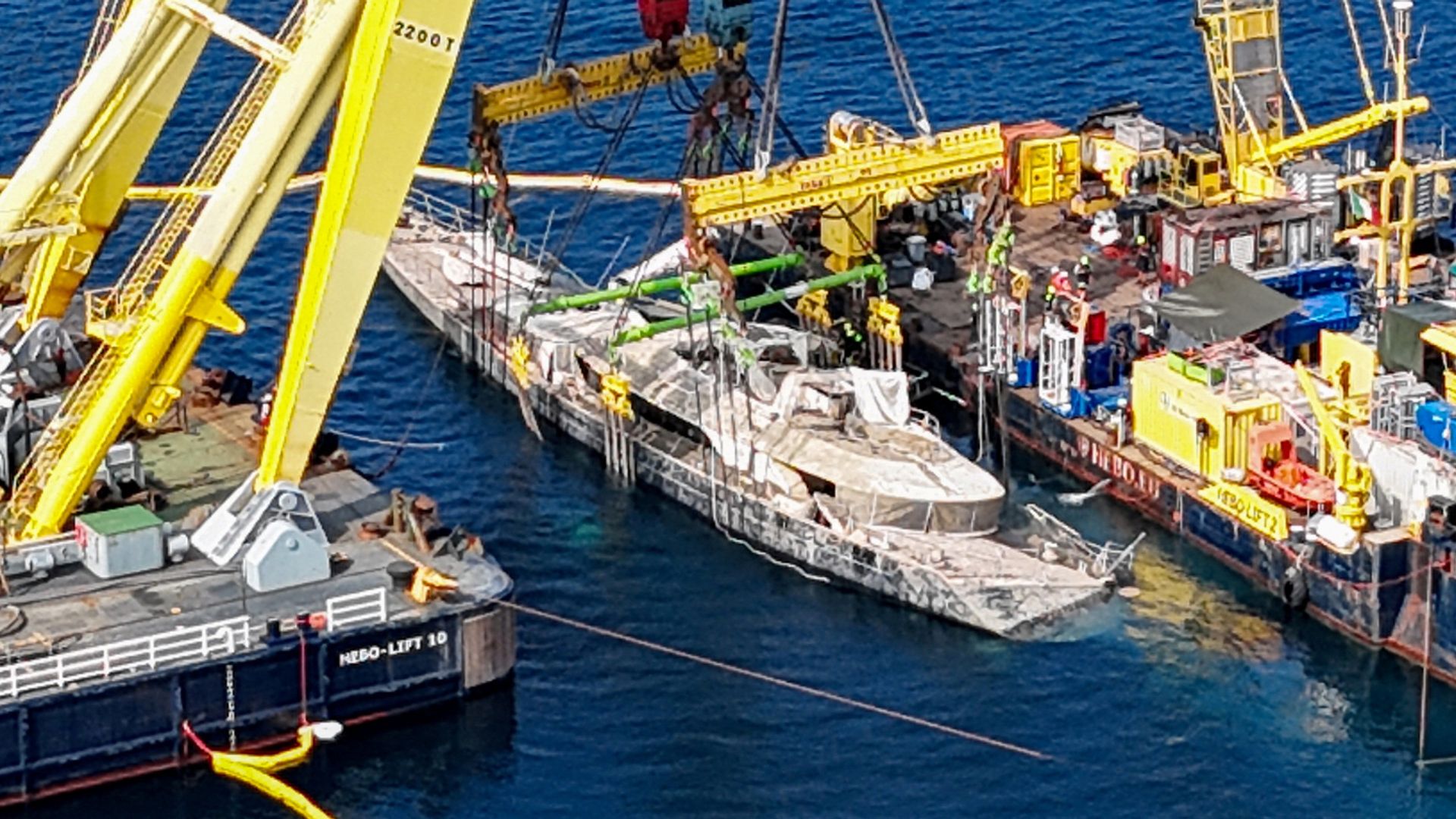 Sunken British superyacht emerges from seabed