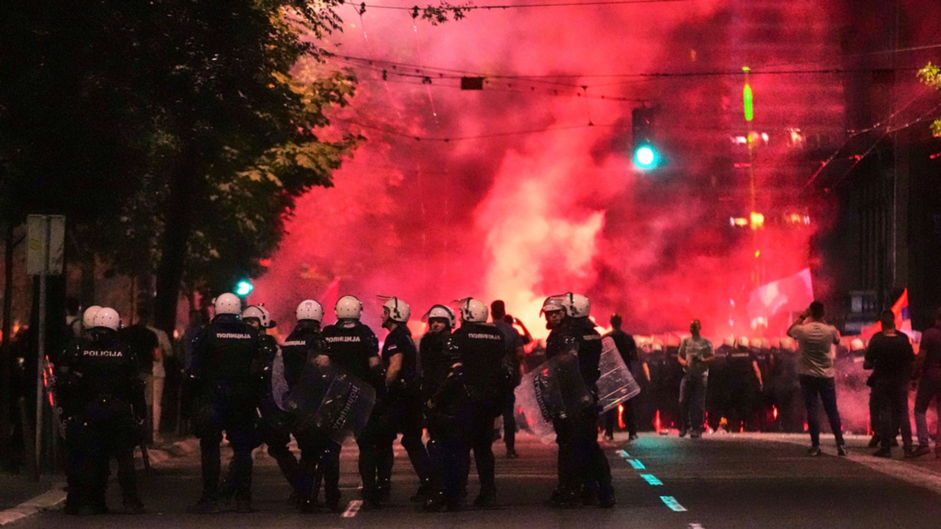 Riot police clash with protesters calling for end to Serbian president’s rule